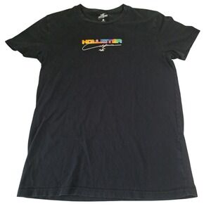 Hollister California T-Shirt Men's Small Black Rainbow Logo Preppy Classic Tee